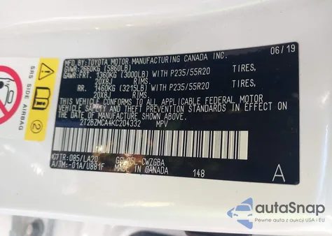 2019 Lexus Rx 350 z USA, uszkodzony, nr VIN 2T2BZMCA4KC204332